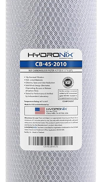 Filtro Carbon Block, 4.5" X 20" 10 Micras